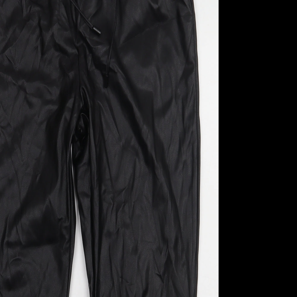 George Womens Black  Polyurethane Jogger Trousers Size 16 L30 in Regular Tie