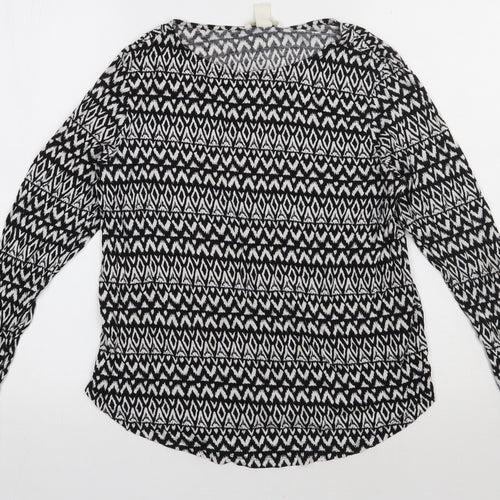 H&M Womens Black Geometric Viscose Pullover Sweatshirt Size L  Pullover