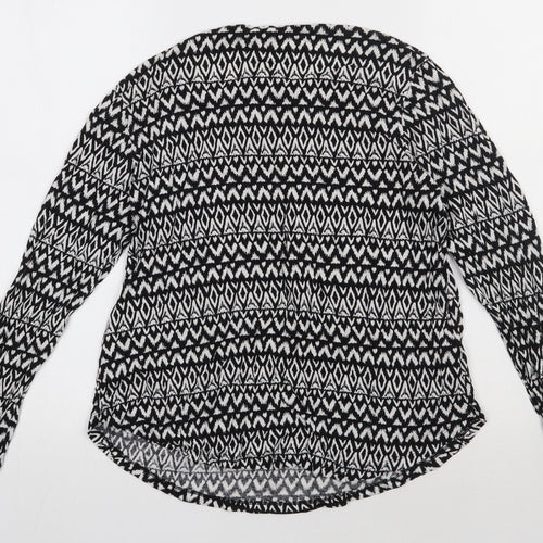 H&M Womens Black Geometric Viscose Pullover Sweatshirt Size L  Pullover