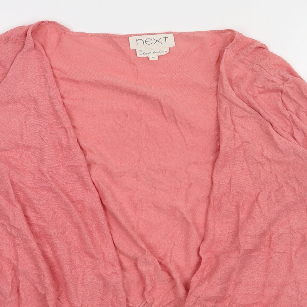 NEXT Womens Pink V-Neck  Cotton Cardigan Jumper Size 10