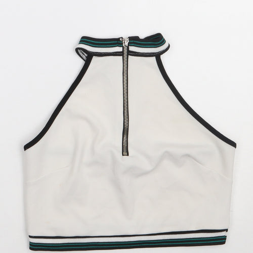 I X London Womens White  Polyester Cropped Tank Size M Crew Neck
