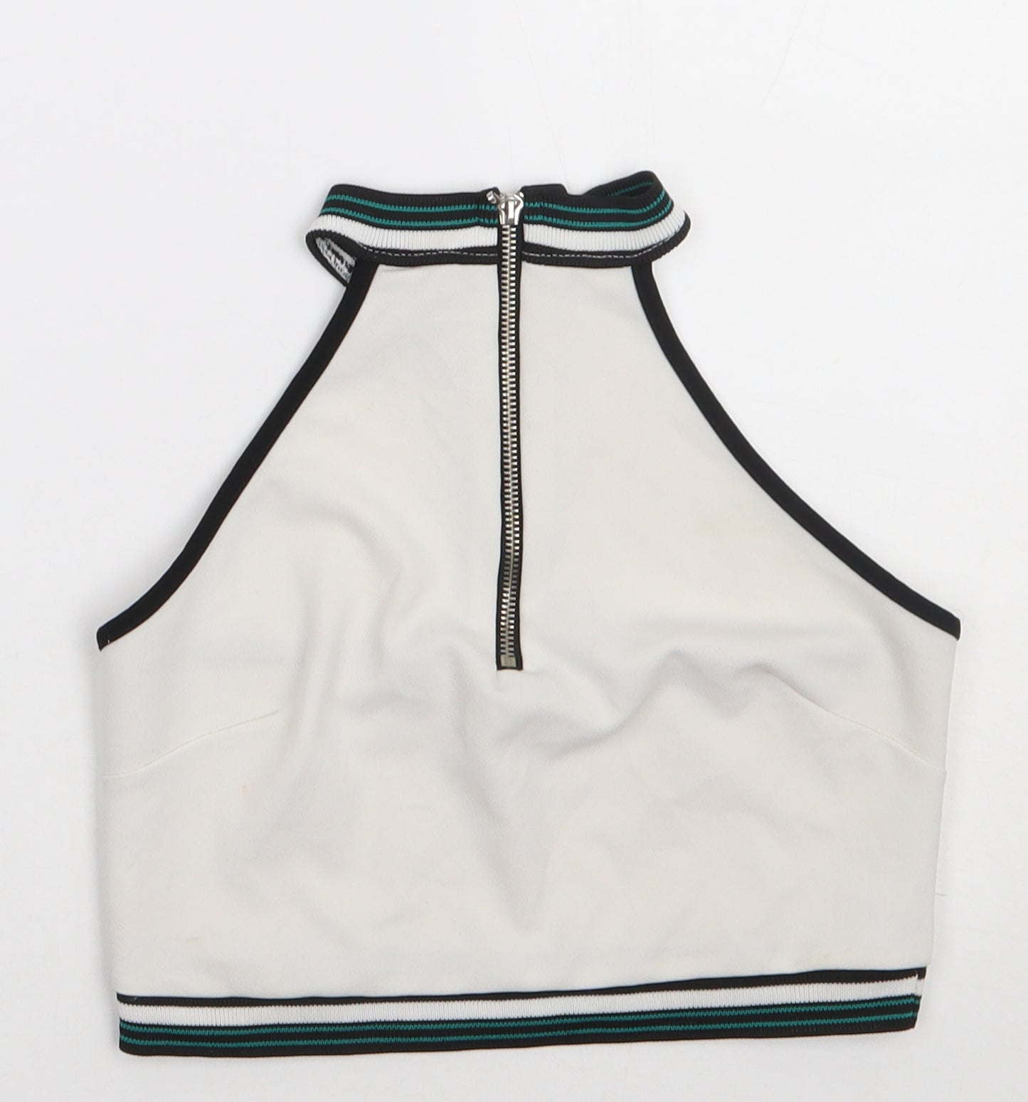 I X London Womens White  Polyester Cropped Tank Size M Crew Neck