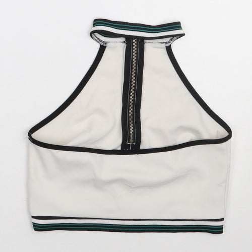 I X London Womens White  Polyester Cropped Tank Size M Crew Neck