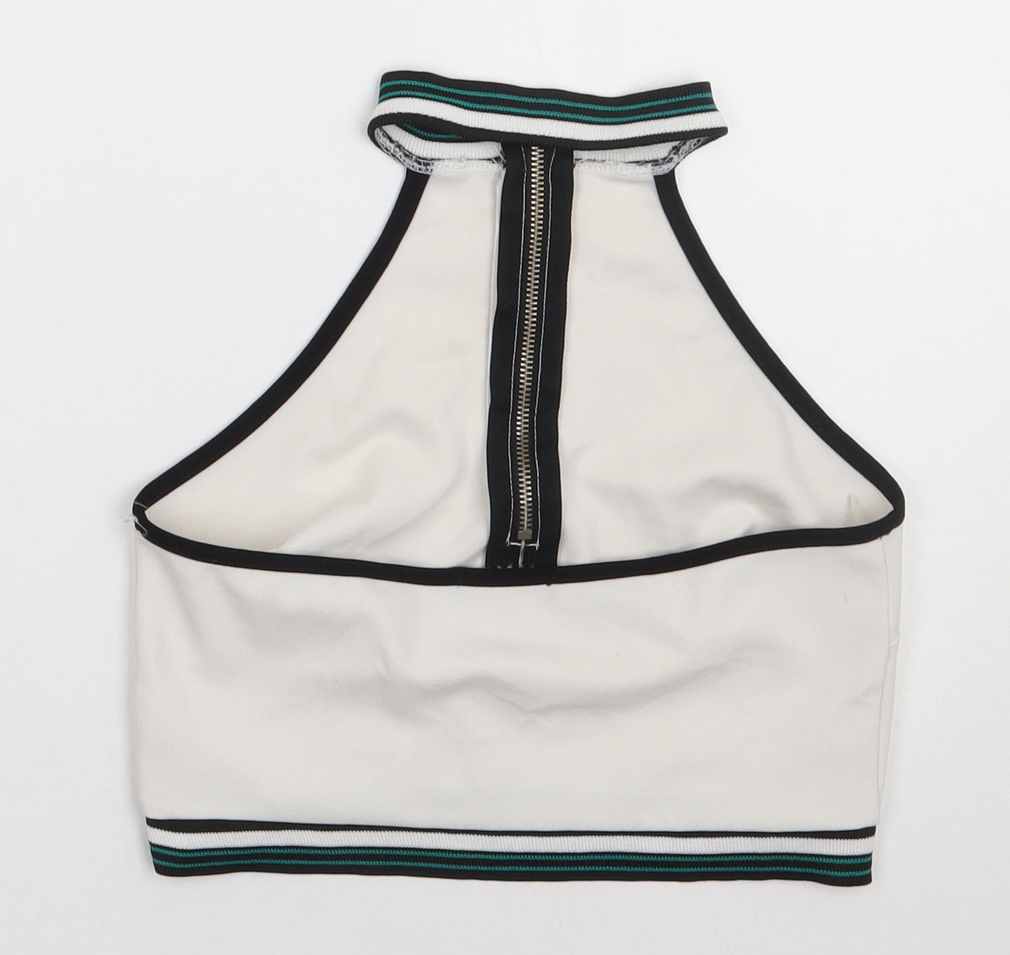 I X London Womens White  Polyester Cropped Tank Size M Crew Neck