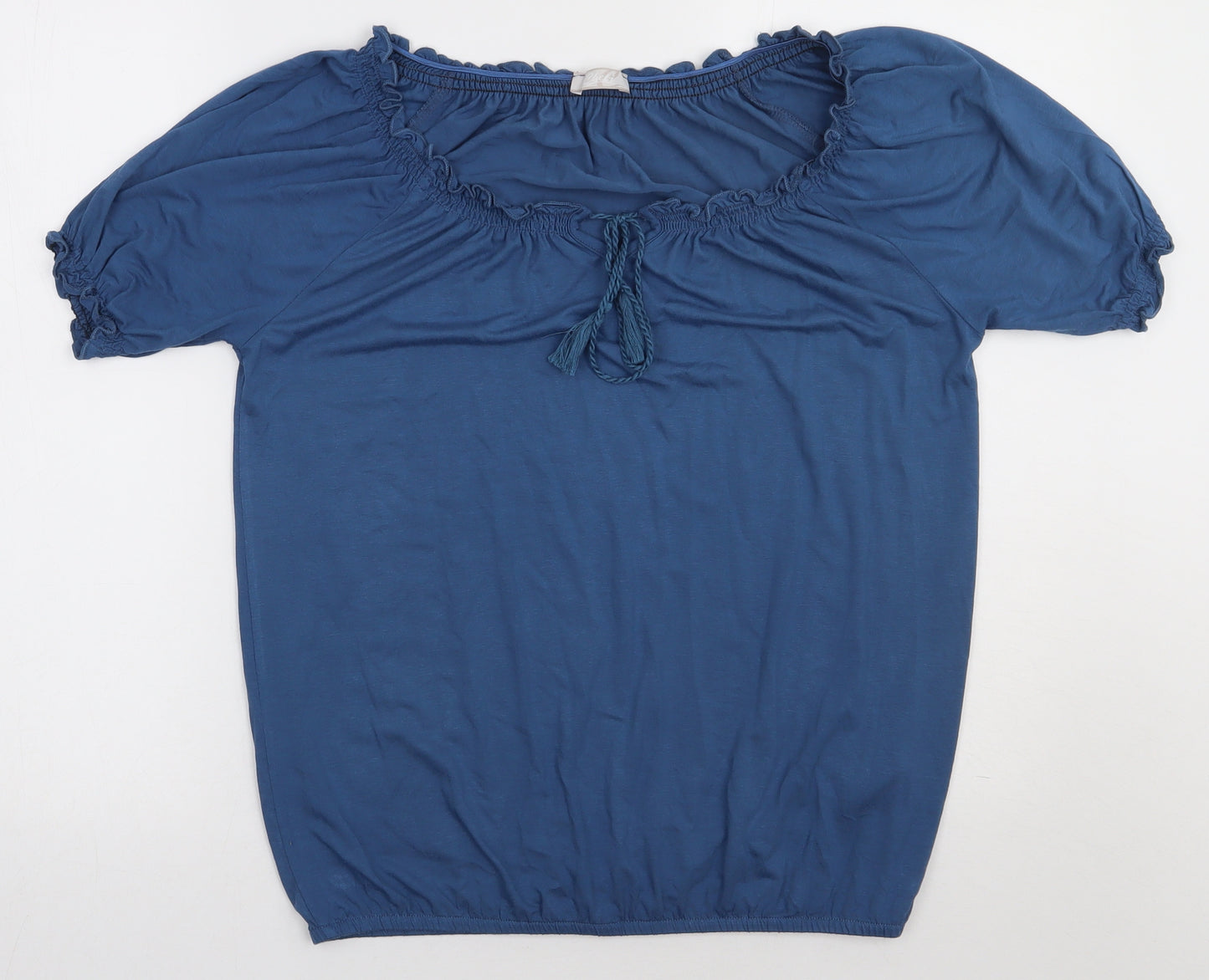 Cheer Womens Blue  Viscose Basic T-Shirt Size 12 Scoop Neck