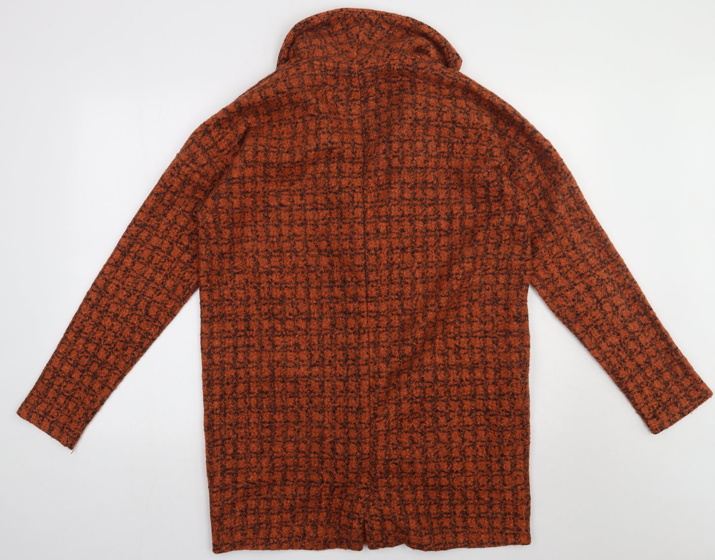 NEXT Womens Orange Check  Overcoat Coat Size M  Button
