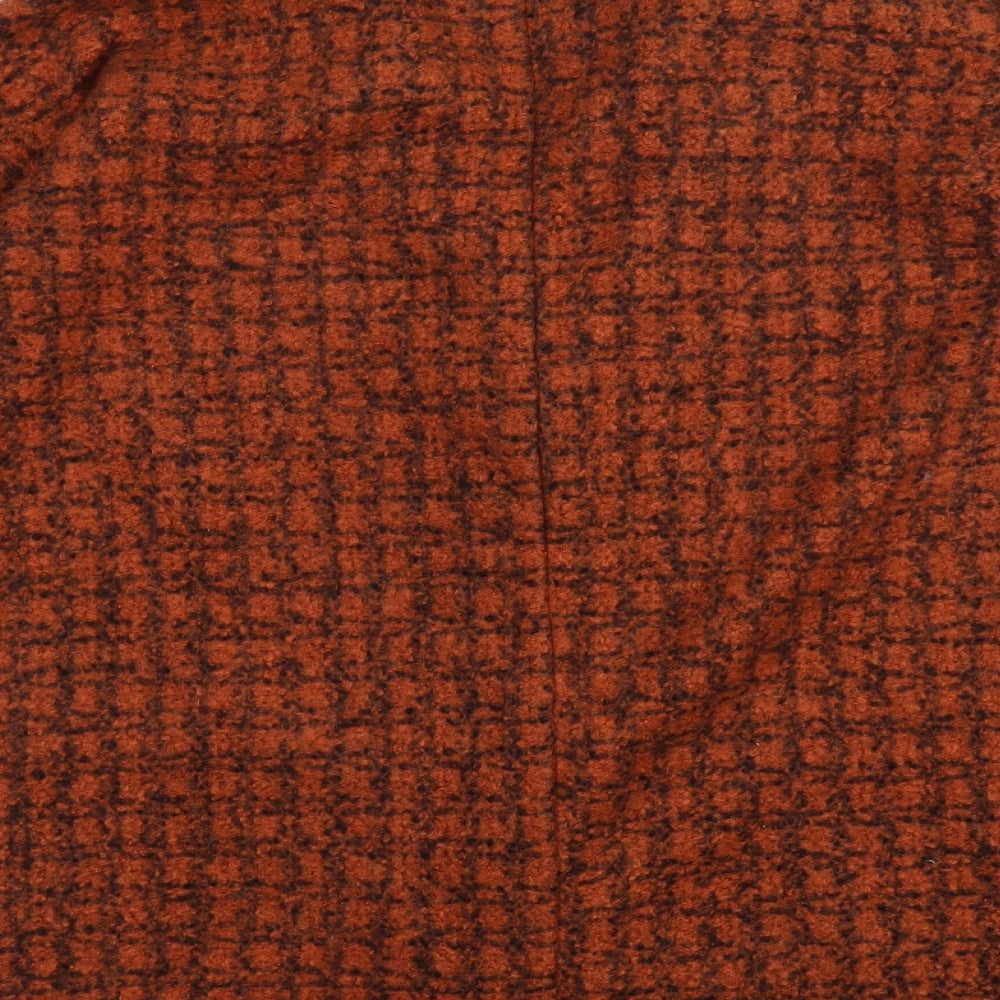 NEXT Womens Orange Check  Overcoat Coat Size M  Button