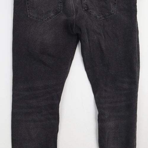 River Island Mens Grey  Cotton Skinny Jeans Size 30 L28 in Regular Button - short