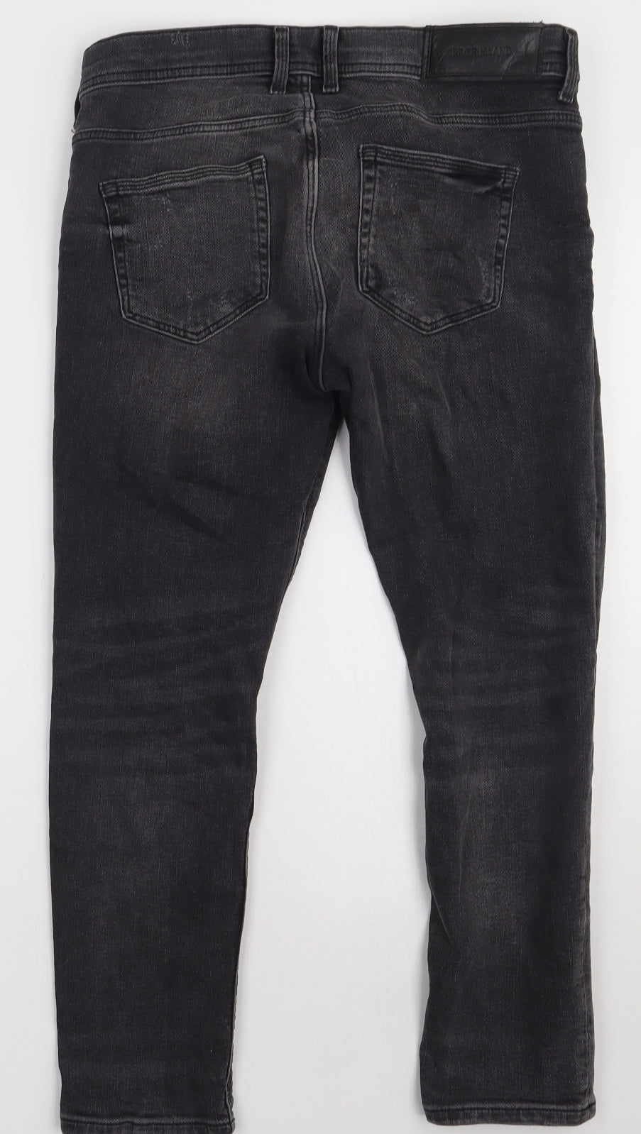 River Island Mens Grey  Cotton Skinny Jeans Size 30 L28 in Regular Button - short