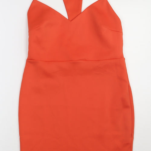 ASOS Womens Orange  Polyester Bodycon  Size 14  V-Neck Pullover