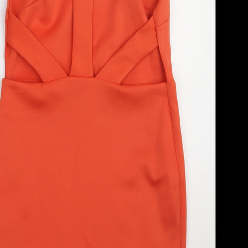 ASOS Womens Orange  Polyester Bodycon  Size 14  V-Neck Pullover