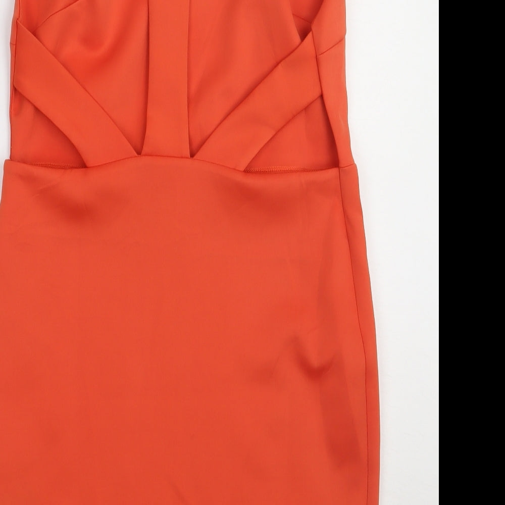 ASOS Womens Orange  Polyester Bodycon  Size 14  V-Neck Pullover