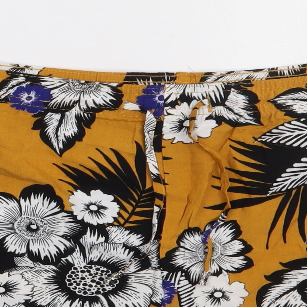 Matalan Womens Yellow Floral Viscose Sweat Shorts Size 20 L3 in Regular