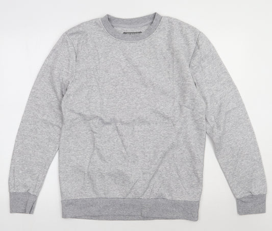 Front view of Primark men’s grey cotton pullover sweatshirt, size M