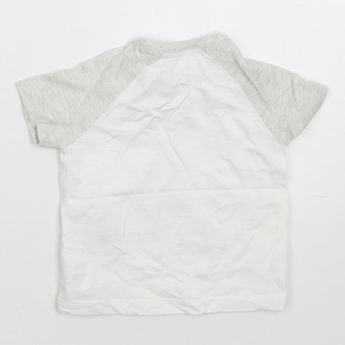 George Boys White  Cotton Basic T-Shirt Size 0-3 Months Crew Neck Buckle - my mummy loves me