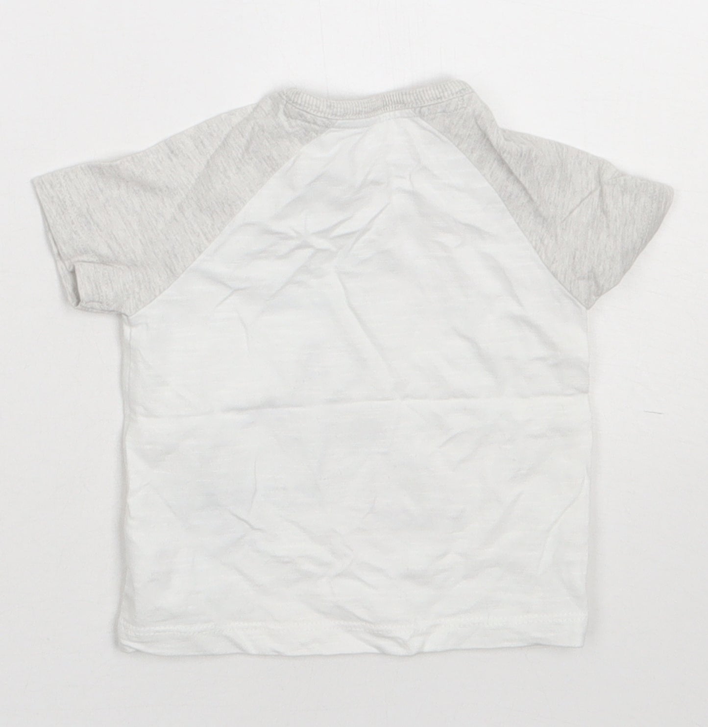 George Boys White  Cotton Basic T-Shirt Size 0-3 Months Crew Neck Buckle - my mummy loves me