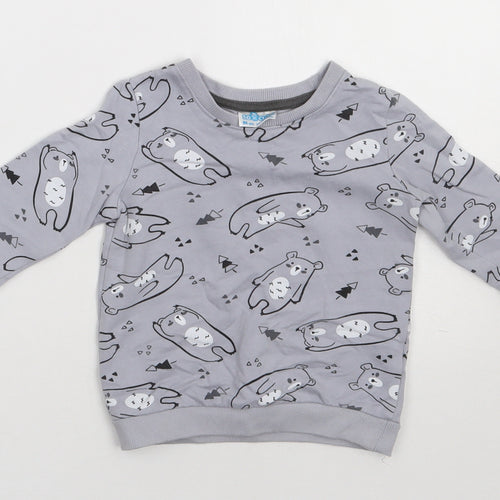 so cute Girls Grey Geometric Cotton Basic Casual Size 12-18 Months Crew Neck Pullover
