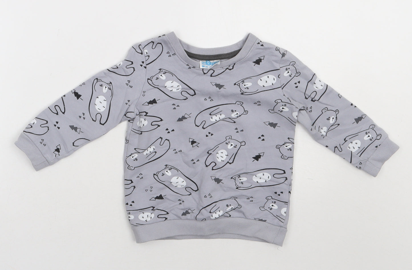 so cute Girls Grey Geometric Cotton Basic Casual Size 12-18 Months Crew Neck Pullover