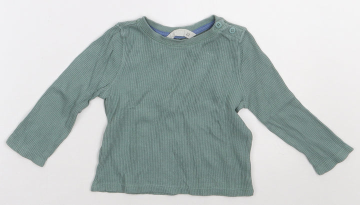 Matalan Boys Green Cotton Basic Casual Size 12-18 Months Crew Neck Pullover