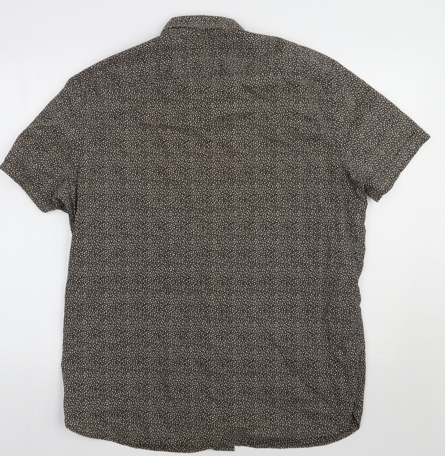 NEXT Mens Brown Geometric Cotton  Button-Up Size XL Collared Button