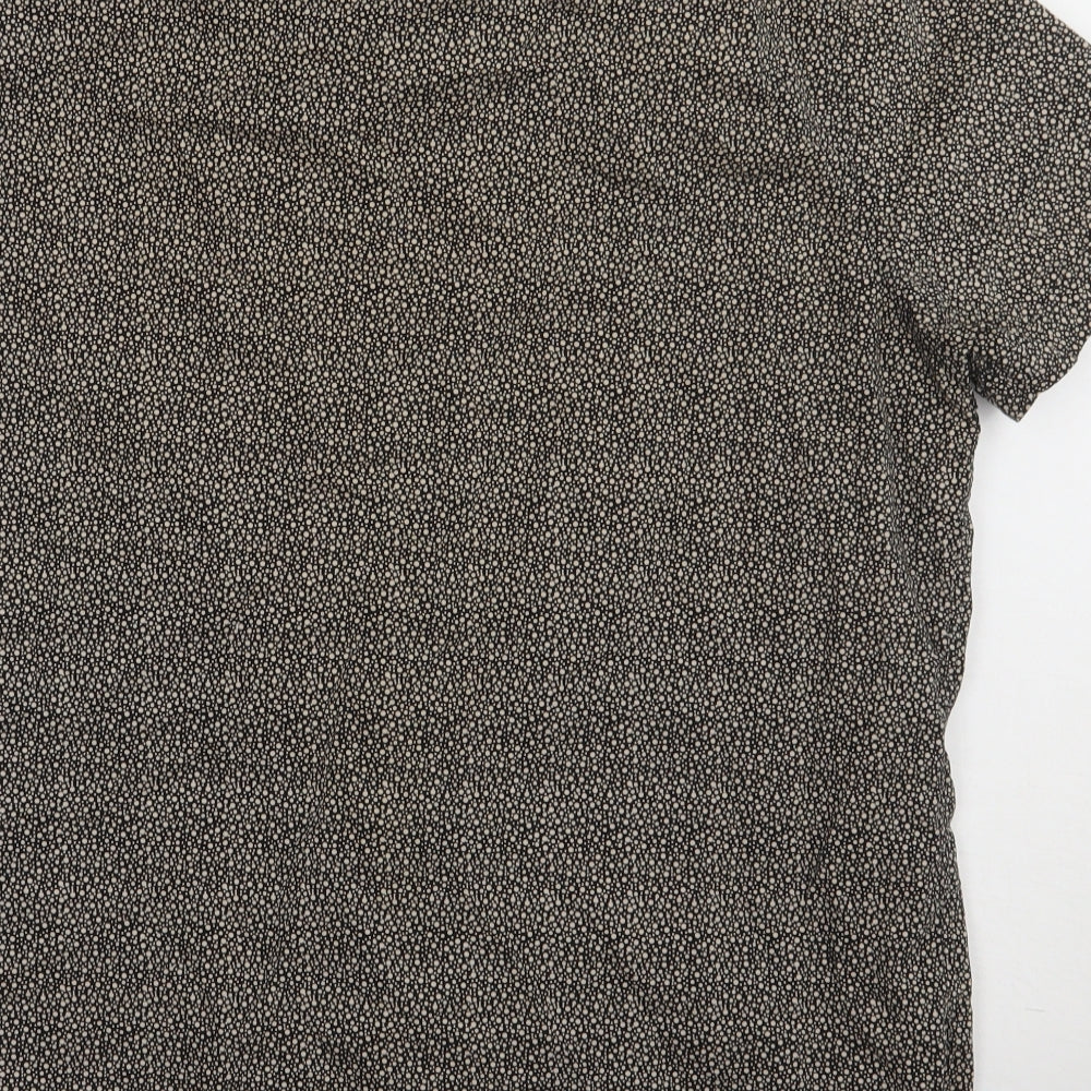 NEXT Mens Brown Geometric Cotton  Button-Up Size XL Collared Button