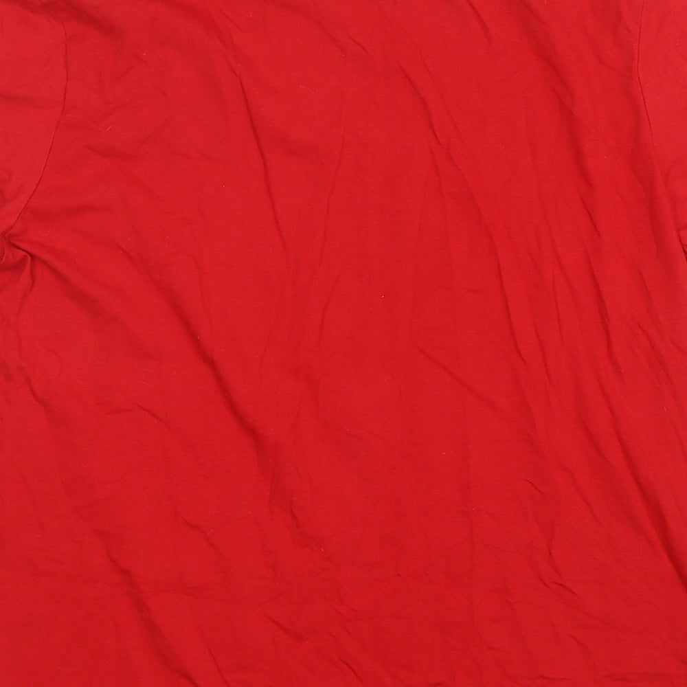 TU Mens Red  Cotton  T-Shirt Size M V-Neck