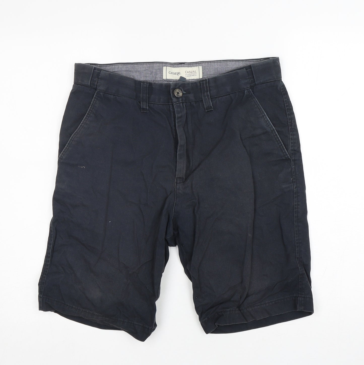 George Mens Blue  Cotton Chino Shorts Size 30 L9 in Regular