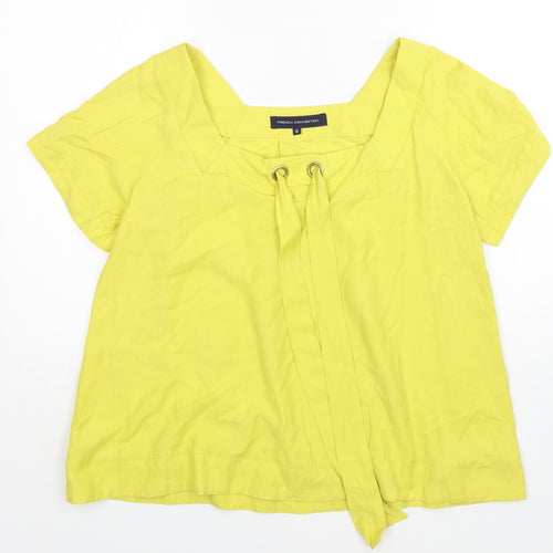 French Connection Womens Yellow  Viscose Basic Blouse Size 10 Square Neck
