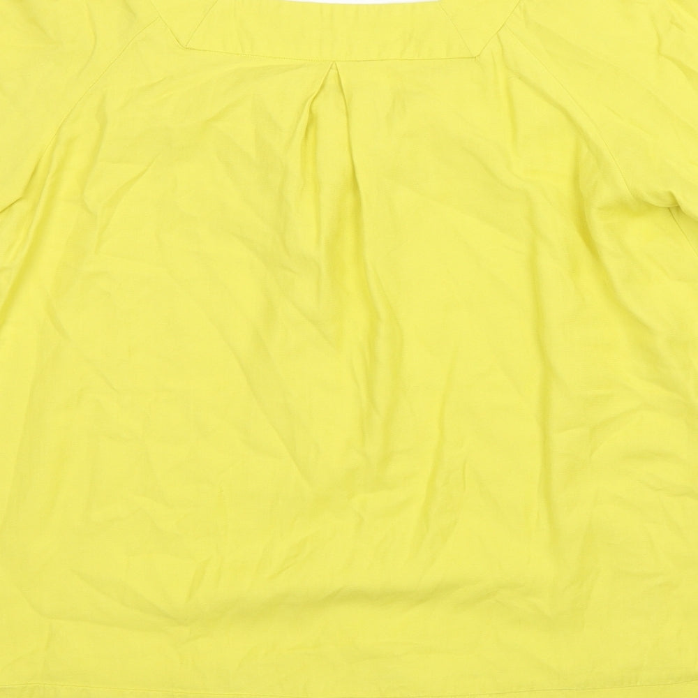 French Connection Womens Yellow  Viscose Basic Blouse Size 10 Square Neck