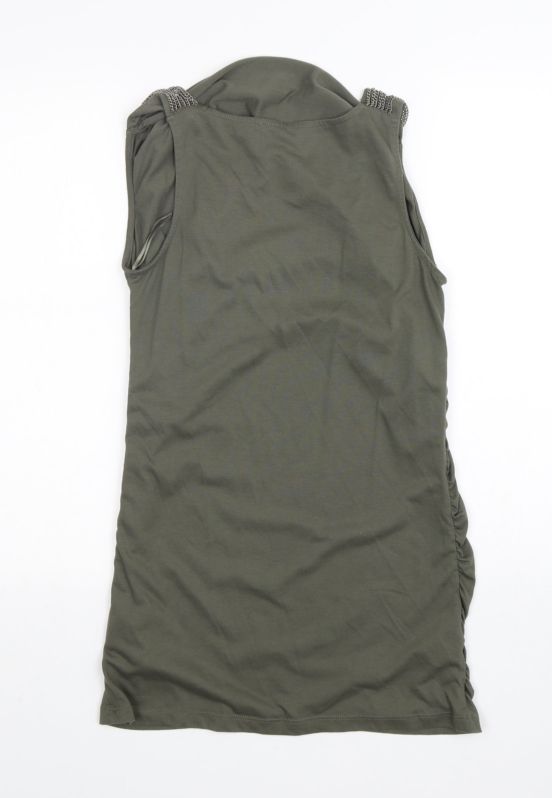 M&S Womens Green  Polyester Basic Tank Size 10 Round Neck