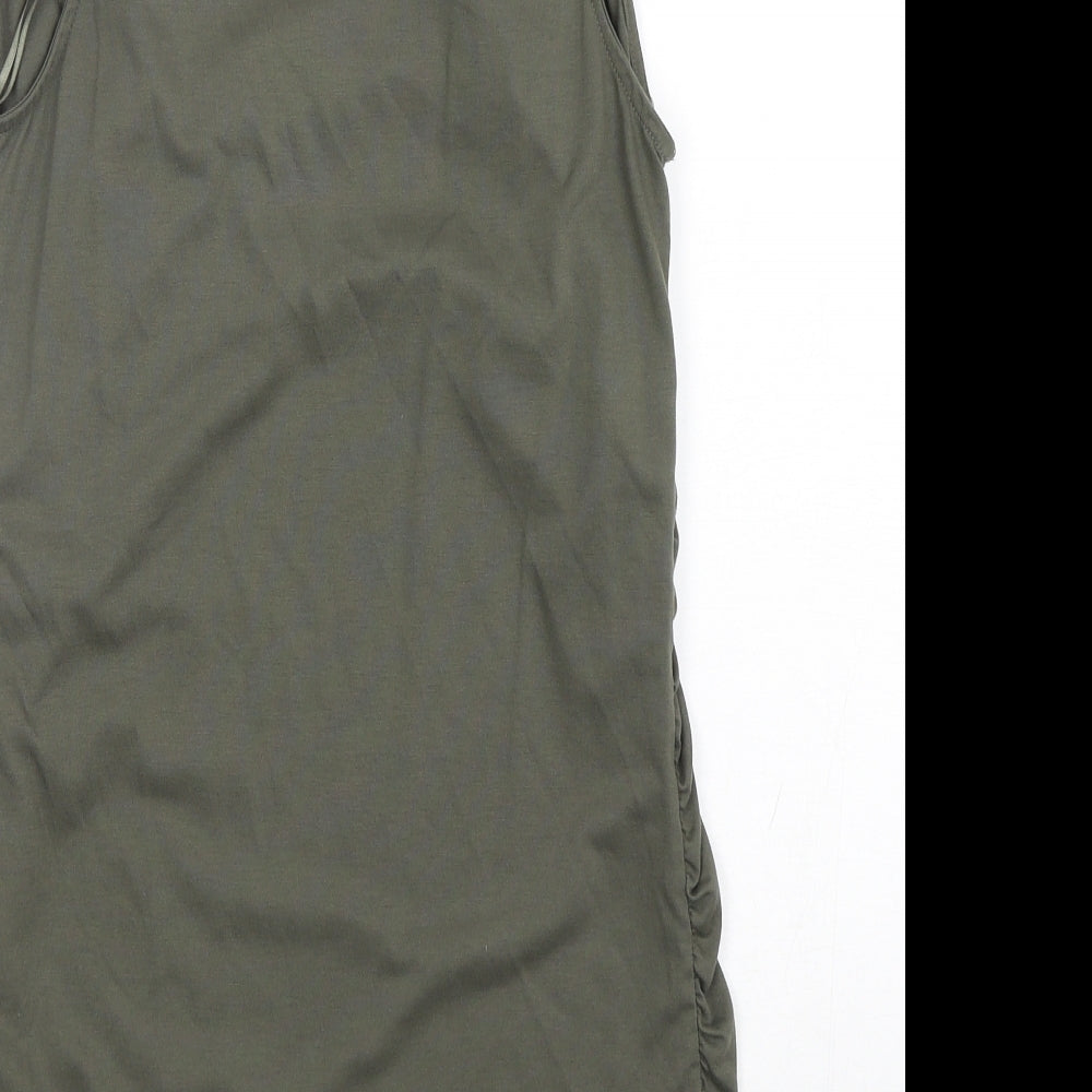 M&S Womens Green  Polyester Basic Tank Size 10 Round Neck