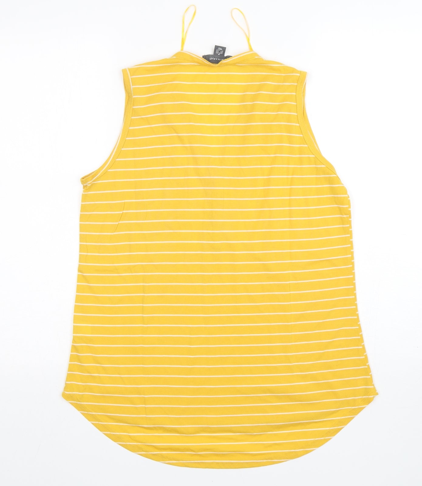 Primark Womens Yellow Striped Polyester Basic Tank Size M V-Neck