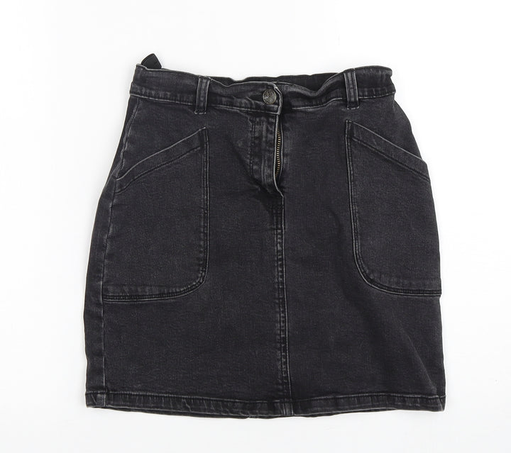 Nutmeg Girls Black  Cotton Mini Skirt Size 11-12 Years  Regular