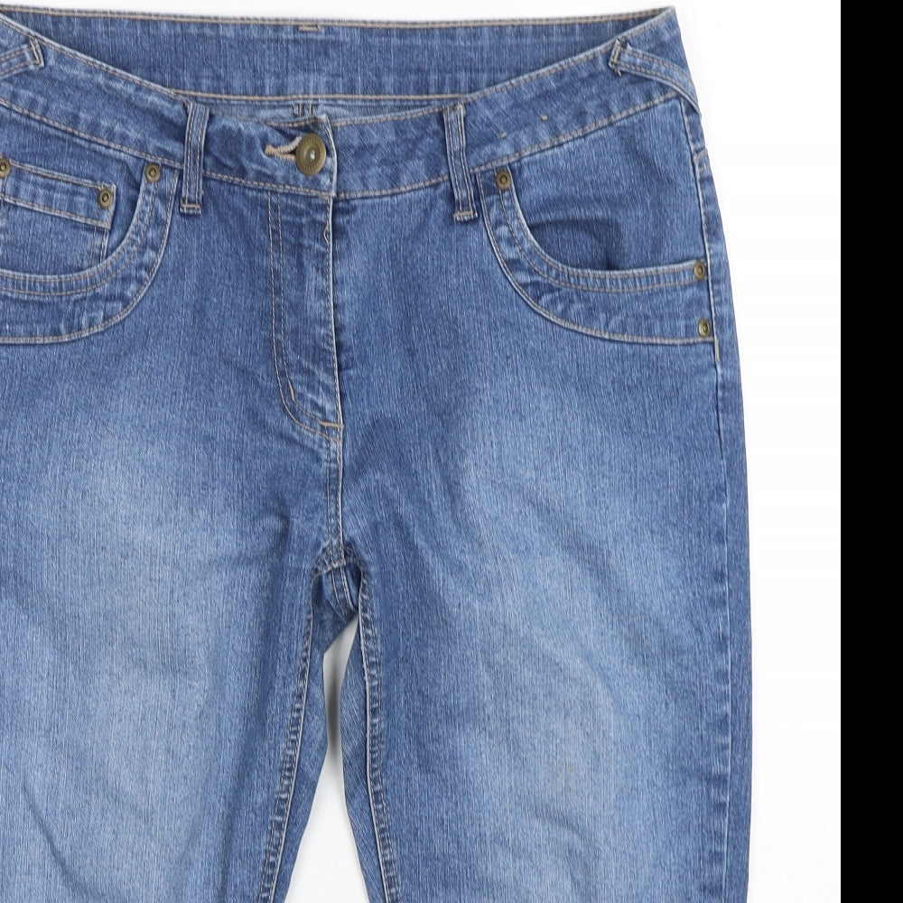 Dorothy Perkins Womens Blue  Cotton Culotte Shorts Size 14 L18 in Regular