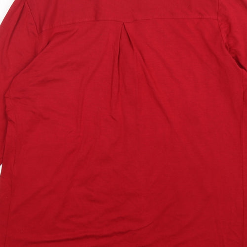 EWM Womens Red  Viscose Basic Button-Up Size 10 V-Neck