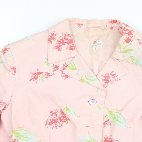 Jackpot Womens Pink Floral Linen Jacket Blazer Size M