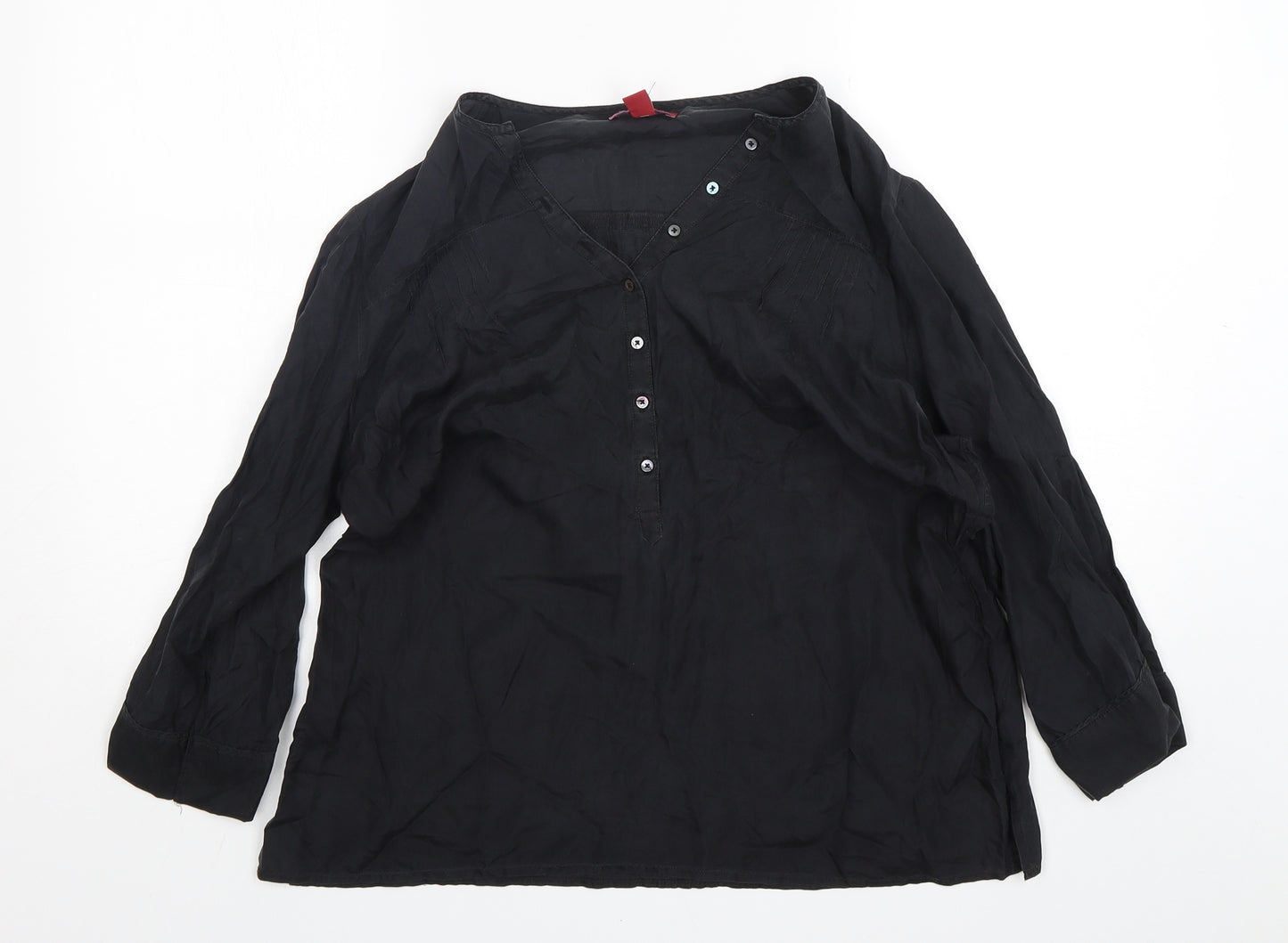 Monsoon Womens Black  Polyester Basic Blouse Size 16 V-Neck