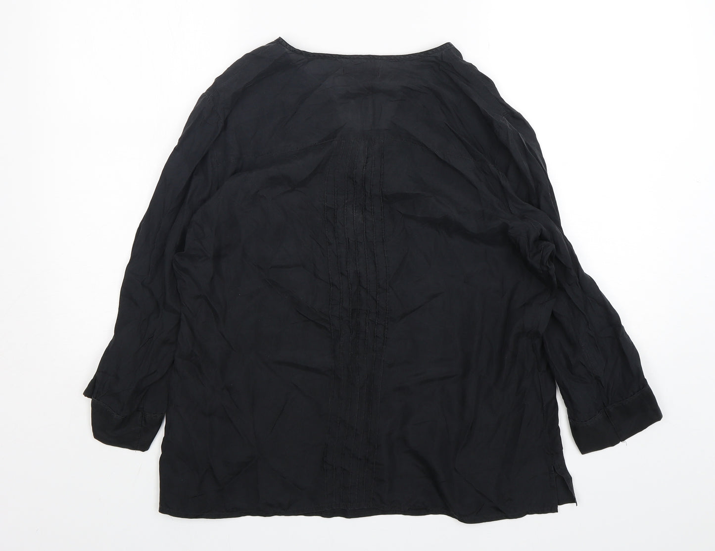 Monsoon Womens Black  Polyester Basic Blouse Size 16 V-Neck