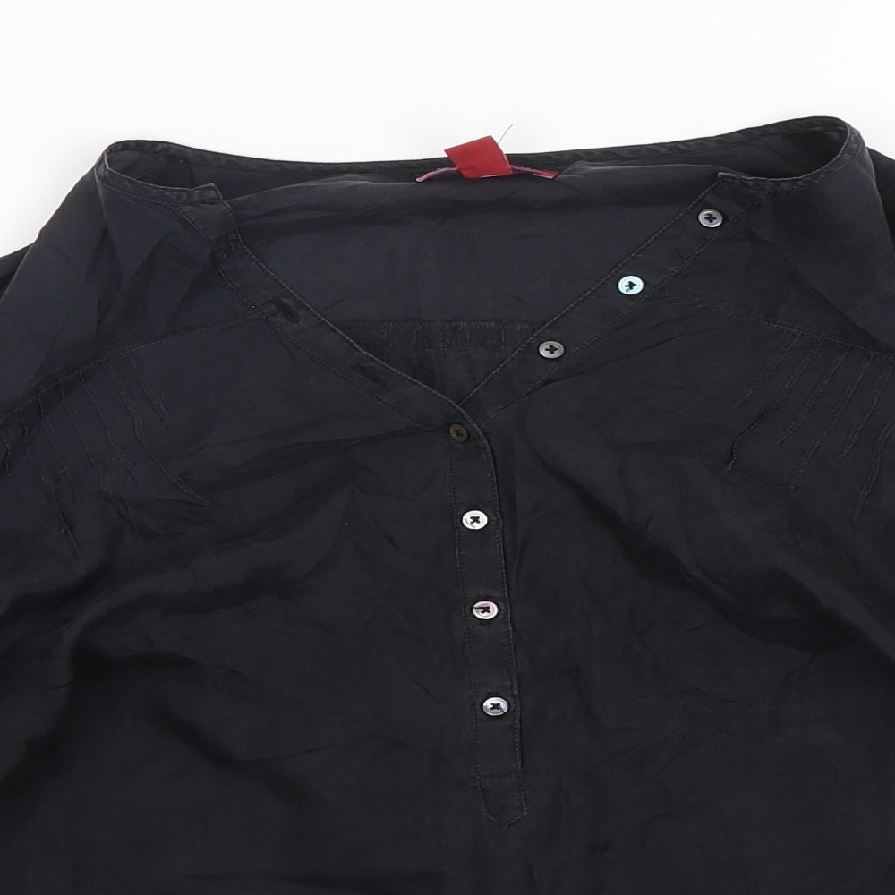 Monsoon Womens Black  Polyester Basic Blouse Size 16 V-Neck