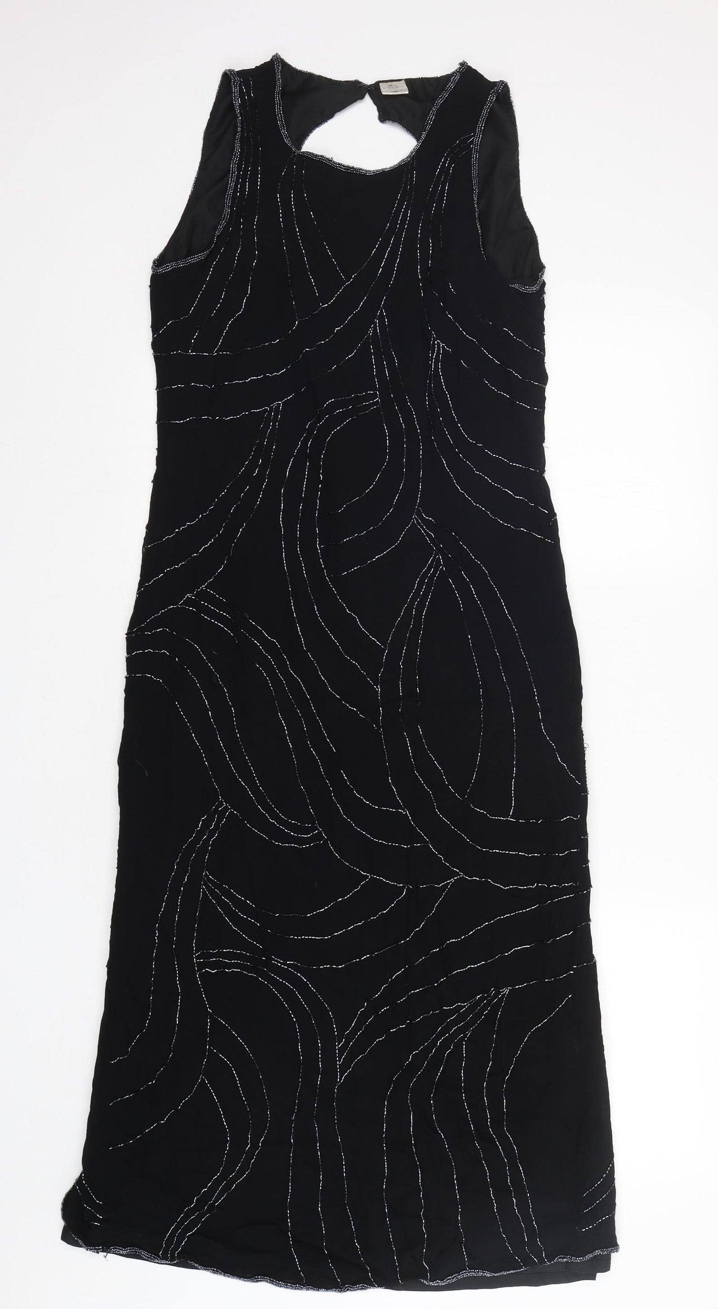Preworn Womens Black  Viscose A-Line  Size 14  Round Neck