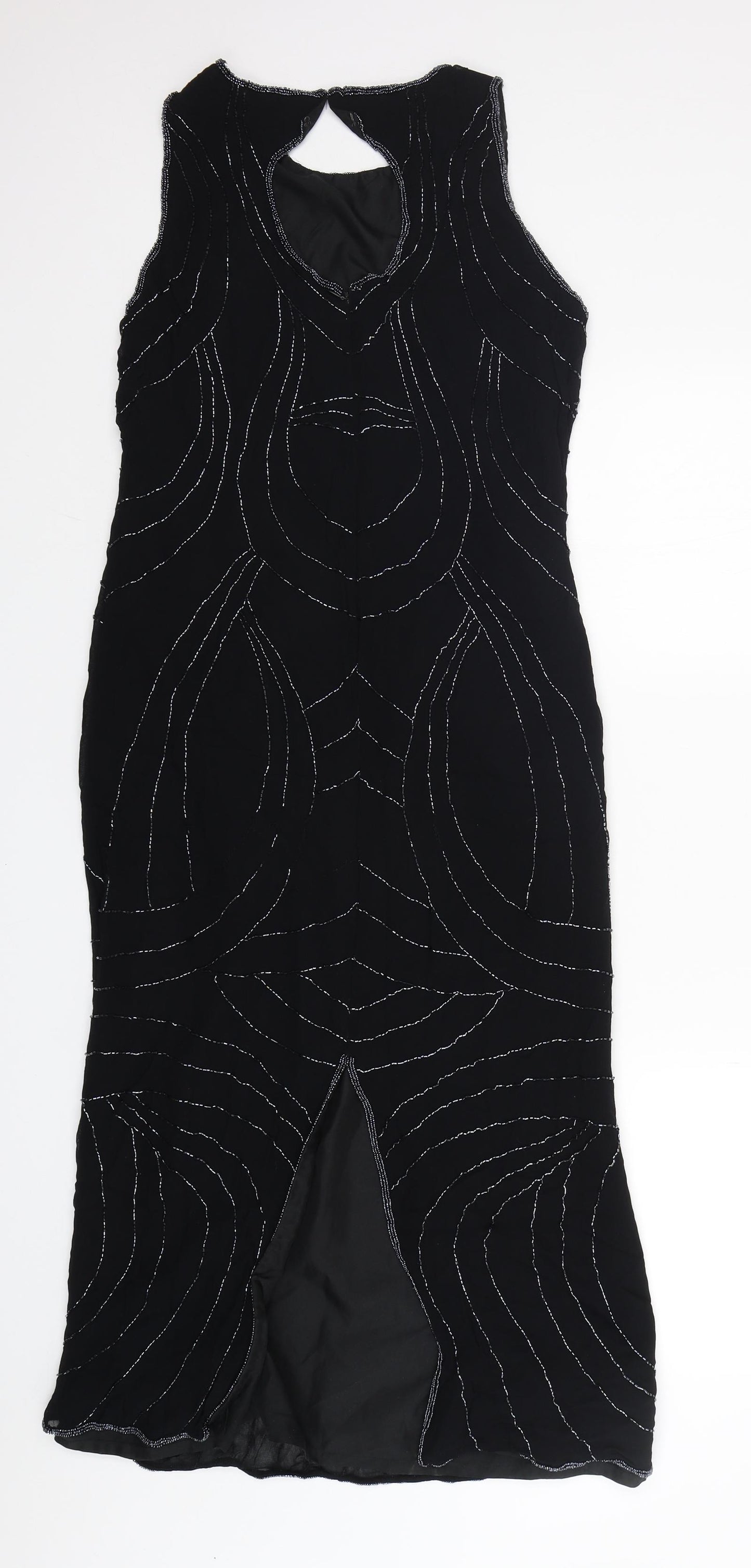 Preworn Womens Black  Viscose A-Line  Size 14  Round Neck