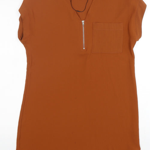 Papaya Womens Brown  Polyester Sheath  Size 10  V-Neck
