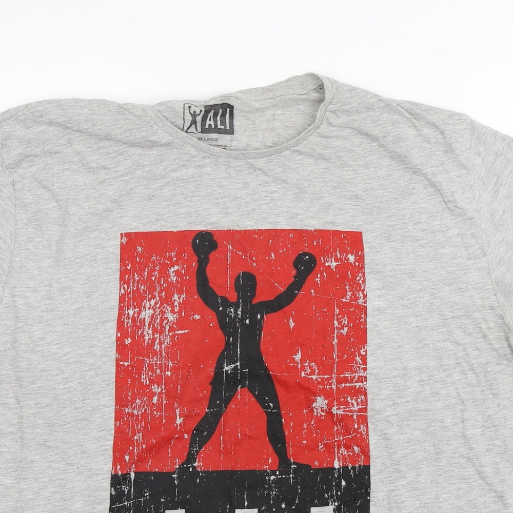 Primark Mens Grey  Cotton  T-Shirt Size 2XL Round Neck  - Muhammad Ali