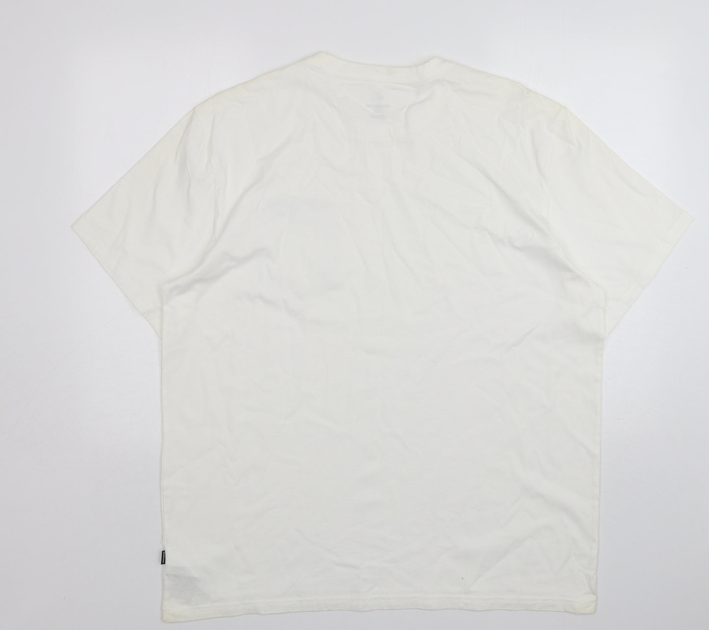 Converse Mens White  Cotton  T-Shirt Size 2XL Round Neck