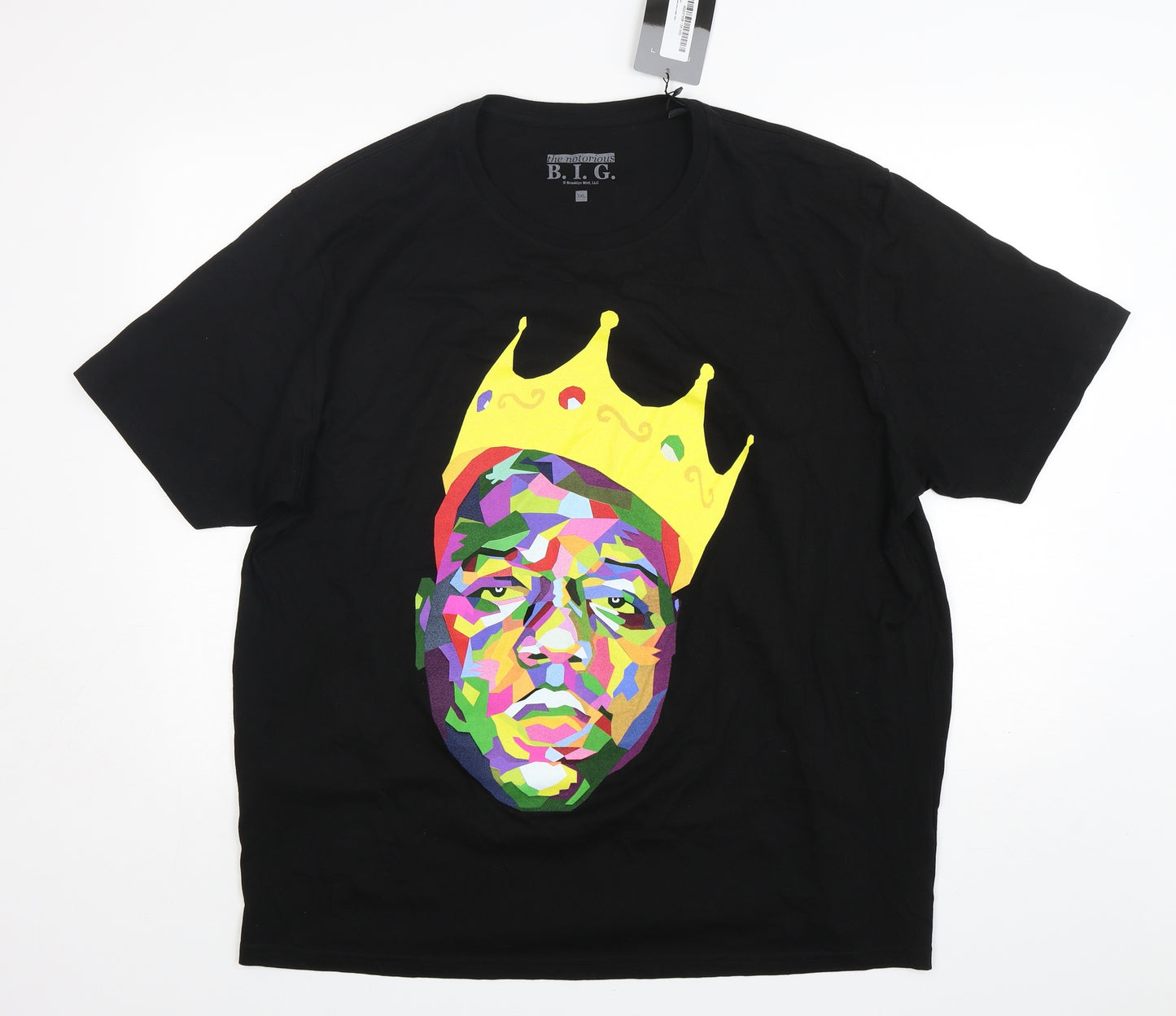BoohooMAN Mens Black  Cotton  T-Shirt Size 3XL Round Neck  - The Notorious B.I.G