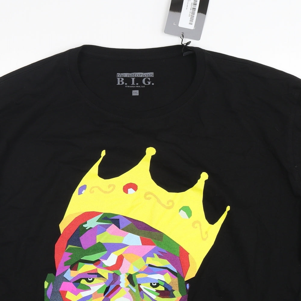 BoohooMAN Mens Black  Cotton  T-Shirt Size 3XL Round Neck  - The Notorious B.I.G