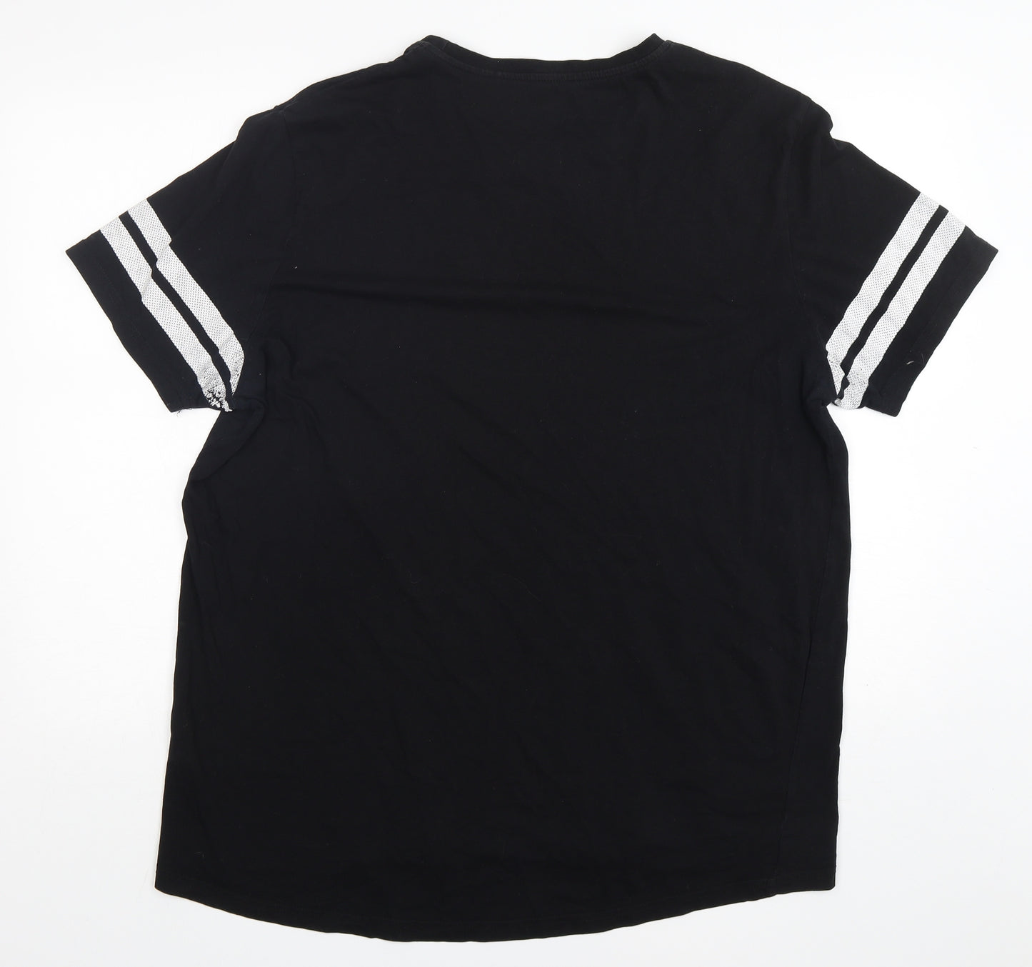 George Mens Black  Cotton  T-Shirt Size 2XL Round Neck