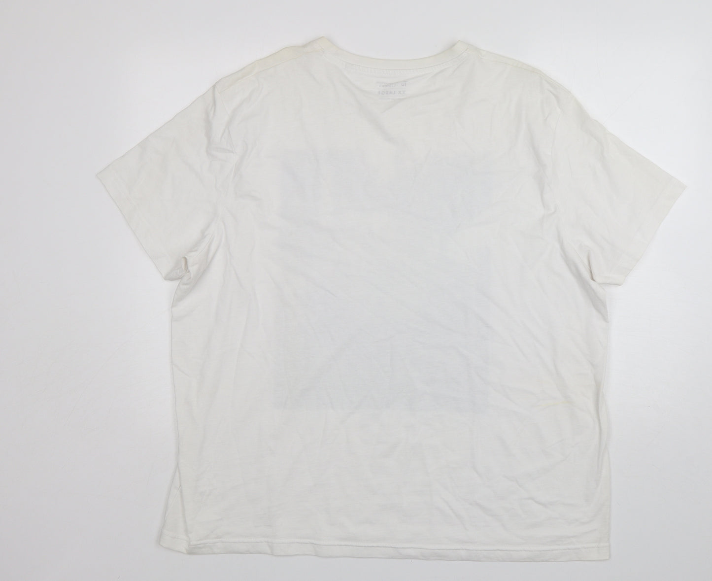 TU Mens White  Cotton  T-Shirt Size 2XL Round Neck  - New York
