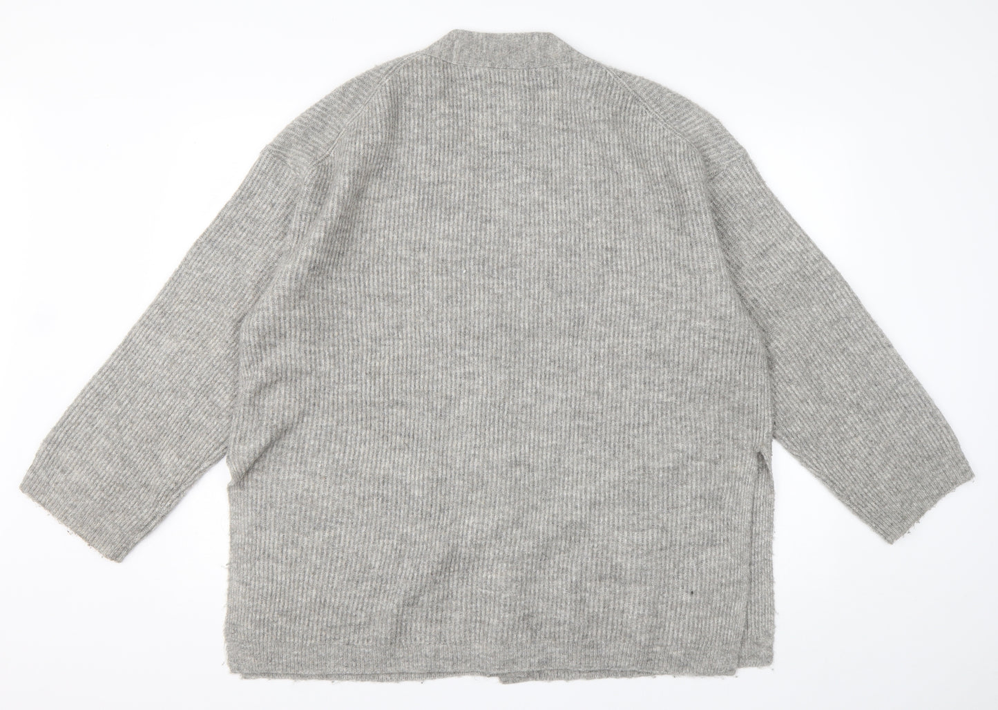 H&M Womens Grey V-Neck  Acrylic Cardigan Jumper Size M