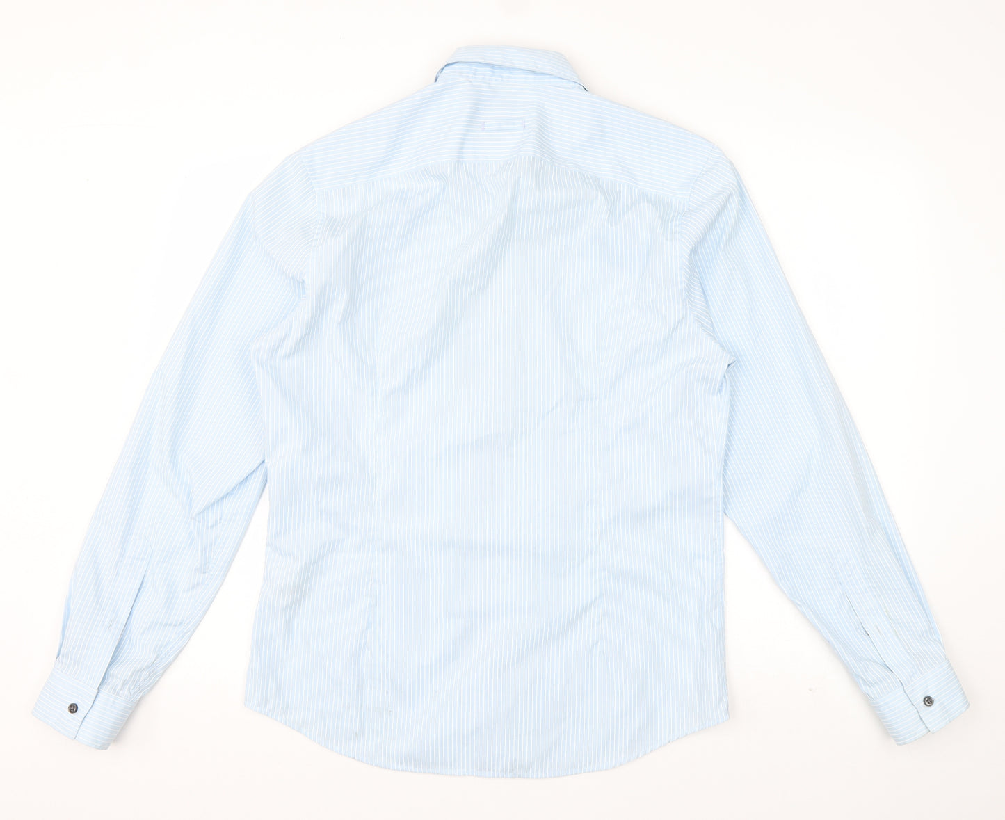 River Island Mens Blue Striped Cotton  Button-Up Size M Collared Button